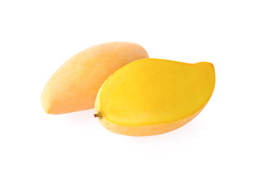 yellow mangoes on white  background