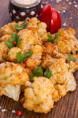 Cabbage color, deep fried with greens and vegetables