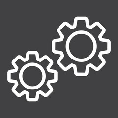 Settings line icon, cogwheels and website