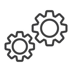 Settings line icon, cogwheels and website