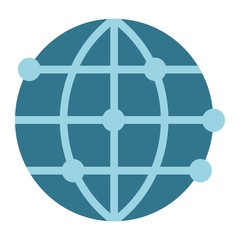 Worldwide flat icon, globe and website