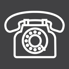 Vintage Phone line icon, Contact us and website