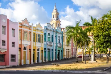 Photo sur Plexiglas Brésil Maisons colorées de la place Antenor Navarro au centre historique de Joao Pessoa - Joao Pessoa, Paraiba, Brésil