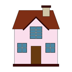 color image cartoon facade confortable house with two floors vector illustration