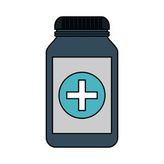 color image cartoon remedy bottle with lid and label vector illustration