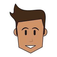 color image cartoon front face man with hairstyle vector illustration