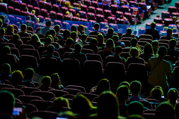 Audience listens to the speech of the lecturer in the conference hall