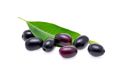 Jambolan plum or Java plum on white background