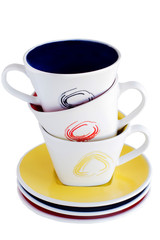 Stack of three colorful cups