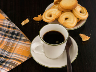 Hot coffee and cookie