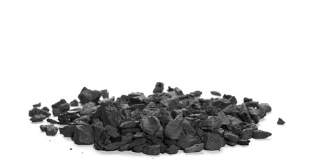 pile black coal isolated on white background