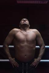 Fototapeta na wymiar portrait of muscular professional kickboxer