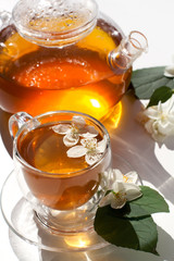 herbal tea and jasmine flowers