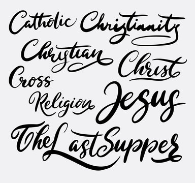Jesus Christ hand written typography. Good use for logotype, symbol, cover label, product, brand, poster title or any graphic design you want. Easy to use or change color
