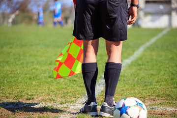 Fototapeta premium Football assistant referee during a game