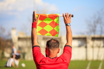 Football assistant referee during a game