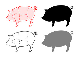 Pig vector icons on white background