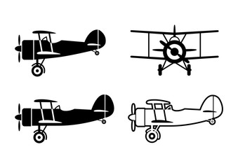 Black aircraft icons on white background