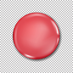 Vector blank button design. Glossy realistic empty circle icon with shadow on transparent background