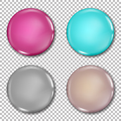 Vector glossy paint drops palette. Beauty salon manicure nail polish set with beautuful color combination.