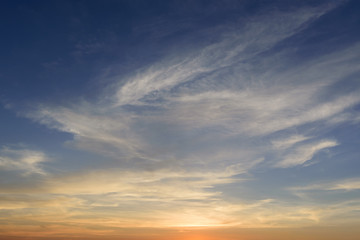 Light sunset and cloud