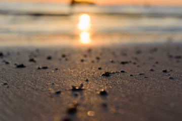 light sunset on the beach