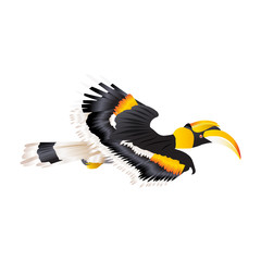 Great Hornbill flying in nature © nongpk1963
