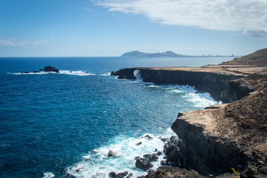 Cliffs of Las Palmas de Gran Canaria, Canary Islands, Spain, Atlantic Ocean - Stock Photo