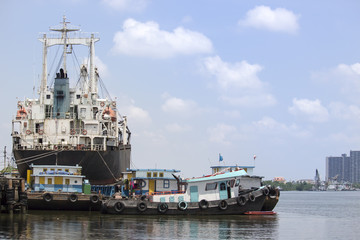 Cargo ship in the harbor