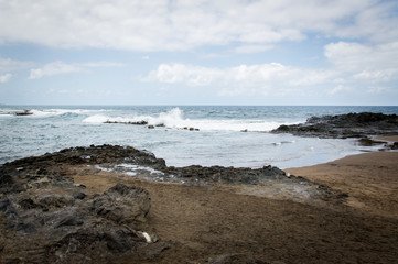 Fototapeta na wymiar Cliffs of Las Palmas de Gran Canaria, Canary Islands, Spain, Atlantic Ocean - Stock Photo