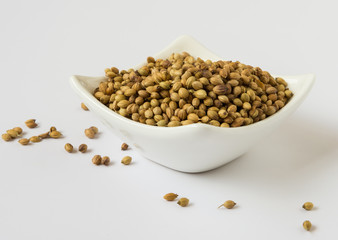Coriander the spice in a bowl