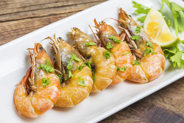 Grilled king prawns，Grilled shrimp