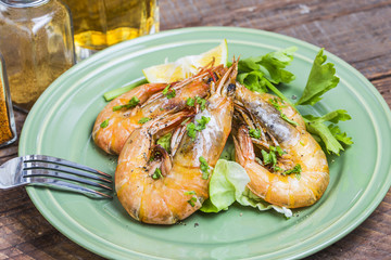 Grilled king prawns，Grilled shrimp