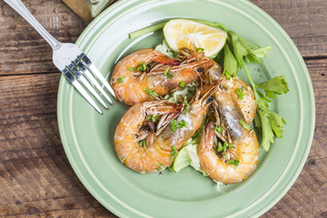 Grilled king prawns，Grilled shrimp