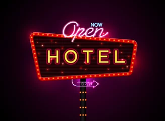Foto op Plexiglas Retro compositie hotel sign buib and neon