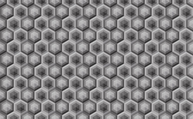 Hexagonal seamless pattern. Greyscale. Industrial texture, vector.