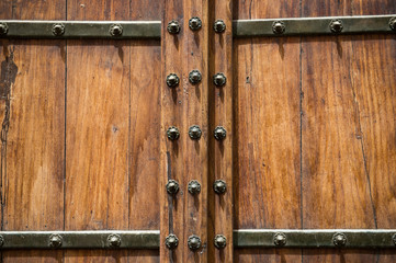 Wooden doors medieval design, wood door background concept - 148477756