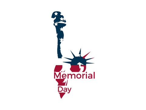 Memorial Day. Statue of Liberty on a white background. Emblem, logo. Vector illustration