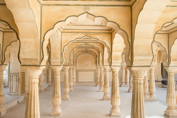 Sattais Katcheri Hall in Amber Fort Jaipur, Rajasthan, India. - 148480331