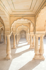 Sattais Katcheri Hall in Amber Fort Jaipur, Rajasthan, India. - 148480374