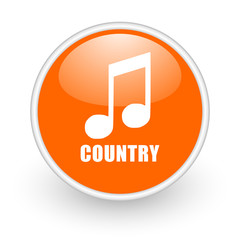 Music country modern design glossy orange web icon on white background.