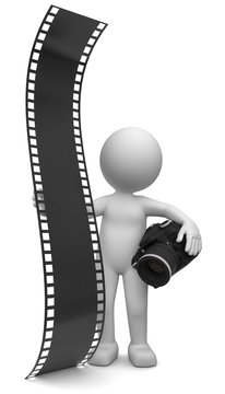 weisses 3d M&auml;nnchen Kamera unf negativfilm