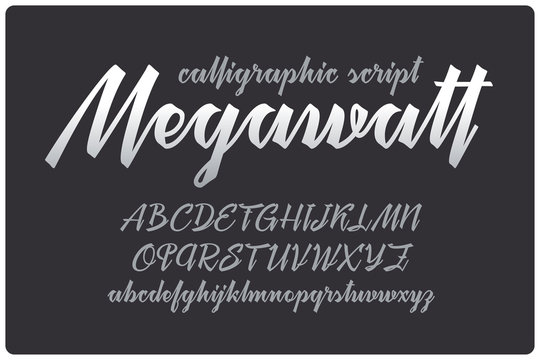 Calligraphic handwritten font named "Megawatt" with connected letters.