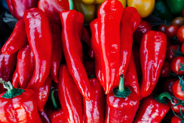 Background of many red peppers
