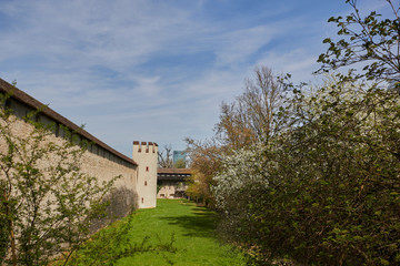 Fototapeta na wymiar Stadtmauer der Stadt Basel