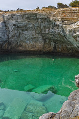 Amazing view of Giola Natural Pool in Thassos island, East Macedonia and Thrace, Greece 