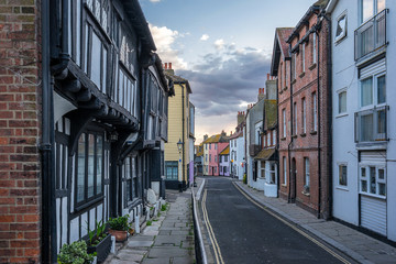 Typical street in the Sussex town of Hastings in England