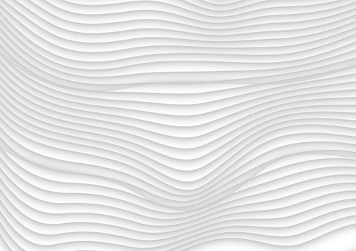 Abstract grey white 3d waves vector background