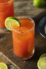 Homemade Michelada with Beer and Tomato Juice