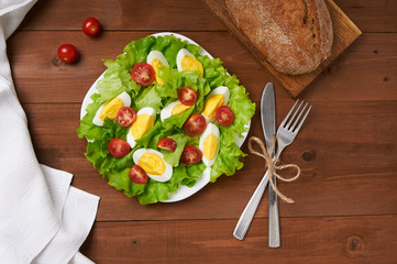 delicious salad on a wooden table
